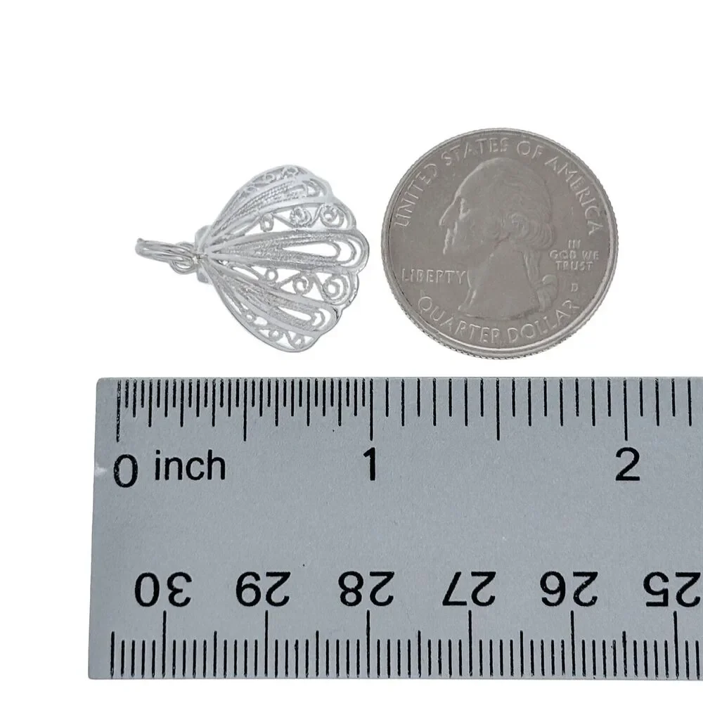 Vintage Sterling Silver 925 Filigree Seashell Charm